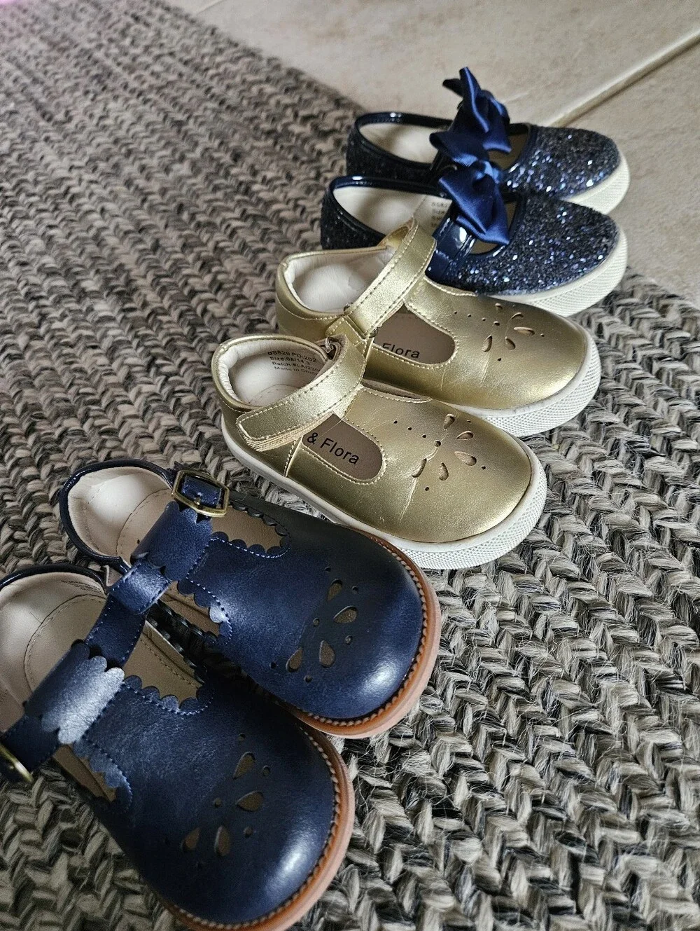 Felix And Flora Navy, Gold, Navy Sparkle Maryjanes Size 6 Toddler